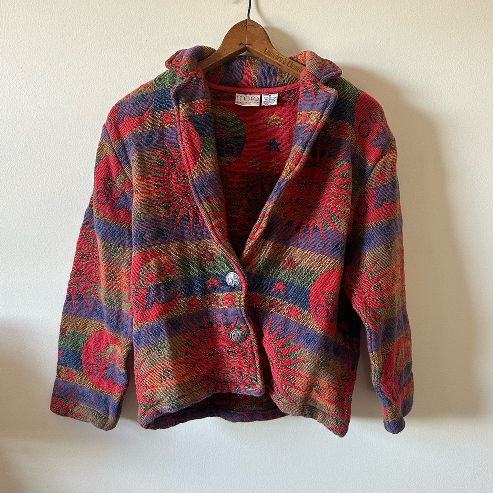 More by Lata Vintage multicolor sun design tapestry jacket